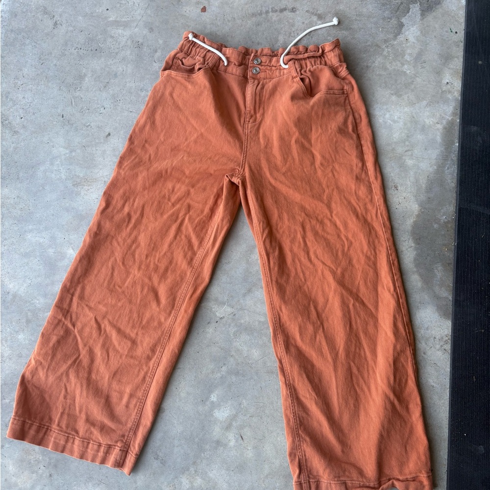 Rust Orange Wide-Leg Pants